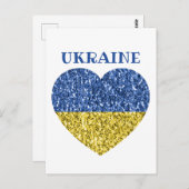 Ukraine Flaggen Glitzer Imitate Glitzern Herzstück Postkarte (Vorne/Hinten)