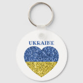 Ukraine Flaggen Glitzer Imitate Glitzern Herzstück Schlüsselanhänger (Vorderseite)