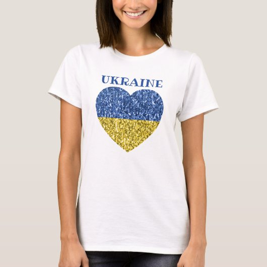 Ukraine Flaggen Glitzer Imitate Glitzern Herzstück T-Shirt (Vorderseite)