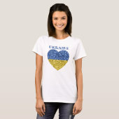 Ukraine Flaggen Glitzer Imitate Glitzern Herzstück T-Shirt (Vorne ganz)
