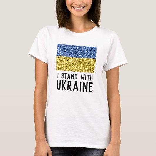 Ukraine Flaggen Glitzer Imitate Glitzern ich stehe T-Shirt (Vorderseite)