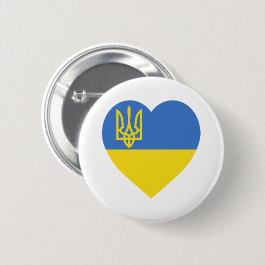 Ukraine-Flaggen-Herz Button (Vorne & Hinten)