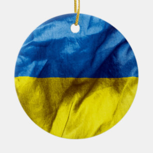 Ukraine-Flaggen-Keramik-runde Weihnachtsverzierung Keramik Ornament