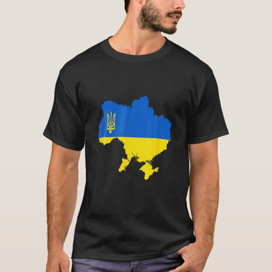 Ukraine Flaggenemblem Karte Patriot T-Shirt (Vorderseite)