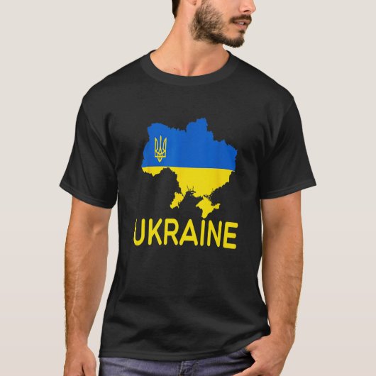 Ukraine Flaggenemblem Karte Patriot T-Shirt (Vorderseite)