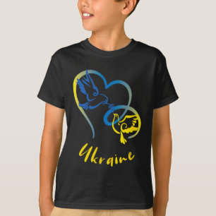 Ukraine-Flaggenfarben Friedens-Tauben Und Herzen F T-Shirt