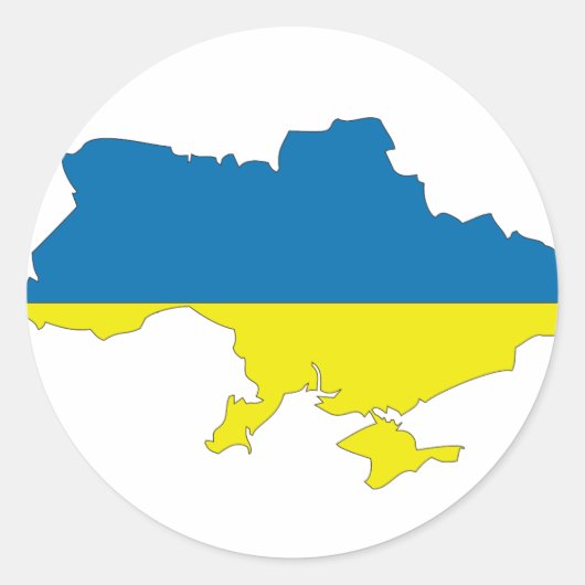 Ukraine-Flaggenkarte Runder Aufkleber (Vorderseite)