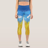 Ukraine Flaggenlandschaft Capri Leggings (Vorderseite)