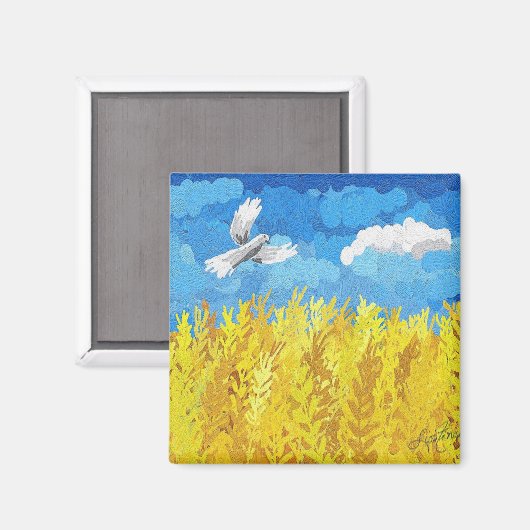 Ukraine Flaggenlandschaft Magnet (Vorderseite/Rückseite)