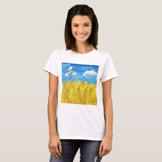Ukraine Flaggenlandschaft T-Shirt (Vorne ganz)