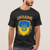 Ukraine-Flaggenschild und Emblem-T - Shirt (Vorderseite)