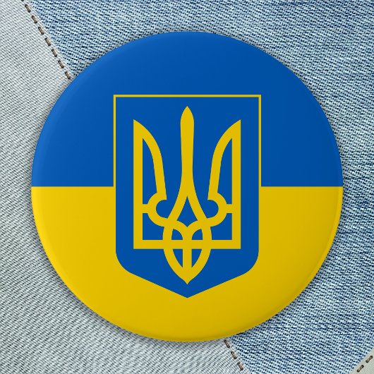 Ukraine Flaggentrident Blau Gelb Ukrainisch Button