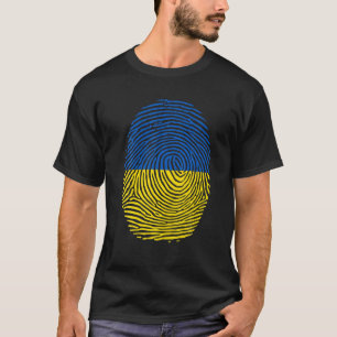 Ukraine Flaggenwurzel ukrainische Fingerabdruck-DN T-Shirt
