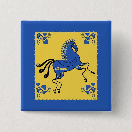Ukraine Folkkunst Button (Vorderseite)