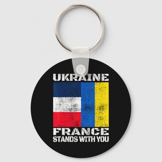 Ukraine Frankreich steht mit dir Französische Unte Schlüsselanhänger (Vorderseite)