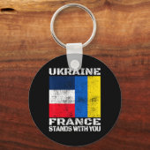 Ukraine Frankreich steht mit dir Französische Unte Schlüsselanhänger (Vorderseite)