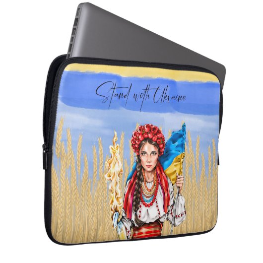 Ukraine Frauen unterstützen Drawstring Bag Noteboo Laptopschutzhülle (Vorne Rechts)