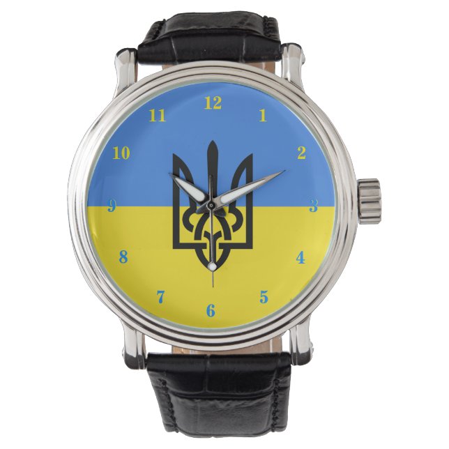 Ukraine - Frieden - ukrainische Flagge - Freiheit Armbanduhr (Vorderseite)