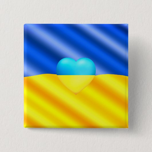 Ukraine - Frieden - ukrainische Flagge - Herz - Fr Button (Vorderseite)
