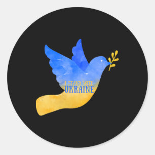 Ukraine Friedens Taube Ich stehe mit der Ukraine-F Runder Aufkleber