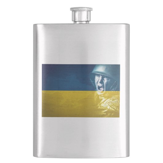 Ukraine Friedenssoldat im Krieg Flachmann (Vorderseite)