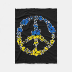 Ukraine-Friedenszeichen Blumen in Blau und Gelb de Fleecedecke