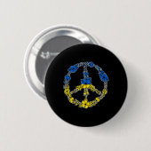 Ukraine-Friedenszeichen Blumen in Blau und Gelb Uk Button (Vorne & Hinten)