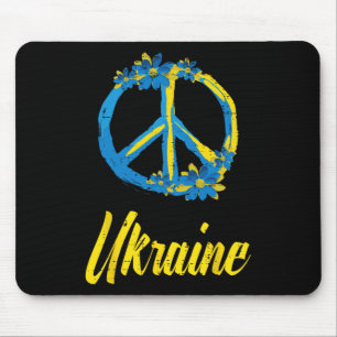 Ukraine-Friedenszeichen-Blumen Retro Ukrainisch Gr Mousepad