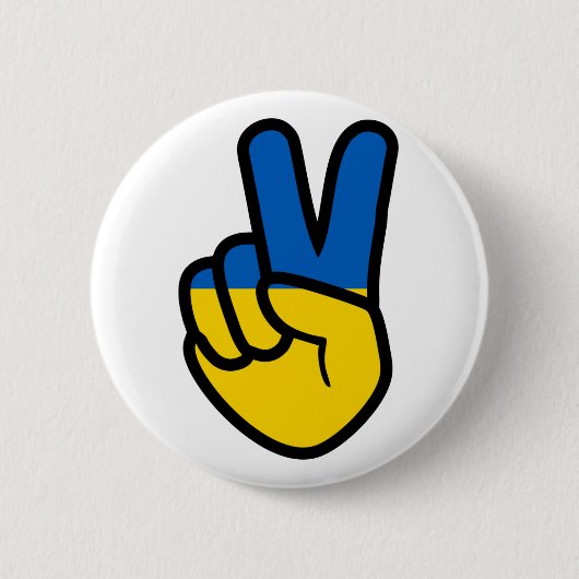 Ukraine Friedenszeichen mit Fahne der Ukraine Farb Button (Vorderseite)