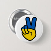 Ukraine Friedenszeichen mit Fahne der Ukraine Farb Button (Vorne & Hinten)