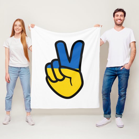 Ukraine Friedenszeichen mit Fahne der Ukraine Farb Fleecedecke (Beispiel)