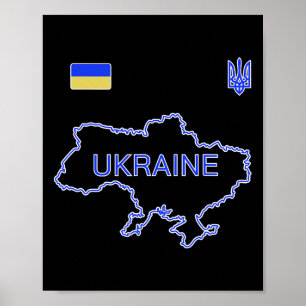 Ukraine Fußballmannschaft Ukr Karte Und Trident Tr Poster