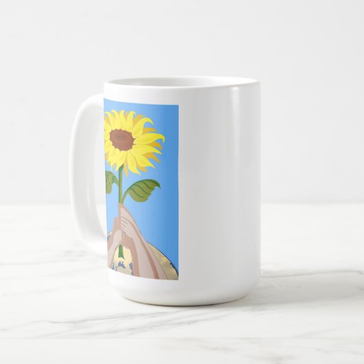 Ukraine "gelb blau" Sonnenblume Frieden farbenfroh Kaffeetasse (Vorderseite Links)