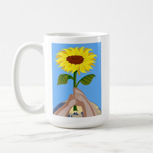 Ukraine "gelb blau" Sonnenblume Frieden farbenfroh Kaffeetasse (Links)