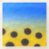 Ukraine Gelbe Geometrie Maschenmuster Blume Glasuntersetzer (Vorderseite)