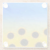 Ukraine Gelbe Geometrie Maschenmuster Blume Glasuntersetzer (Rückseite)