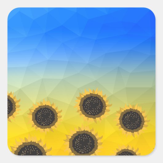 Ukraine Gelbe Geometrie Maschenmuster Blume Quadratischer Aufkleber (Vorderseite)