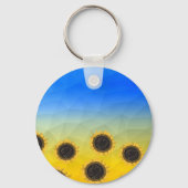 Ukraine Gelbe Geometrie Maschenmuster Blume Schlüsselanhänger (Rückseite)