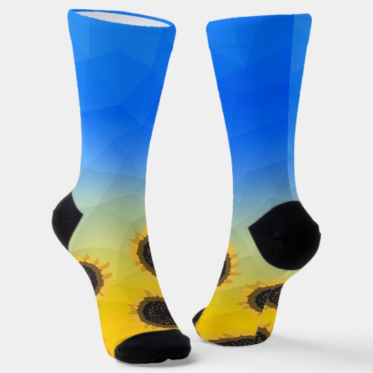 Ukraine Gelbe Geometrie Maschenmuster Blume Socken (Gewinkelt)