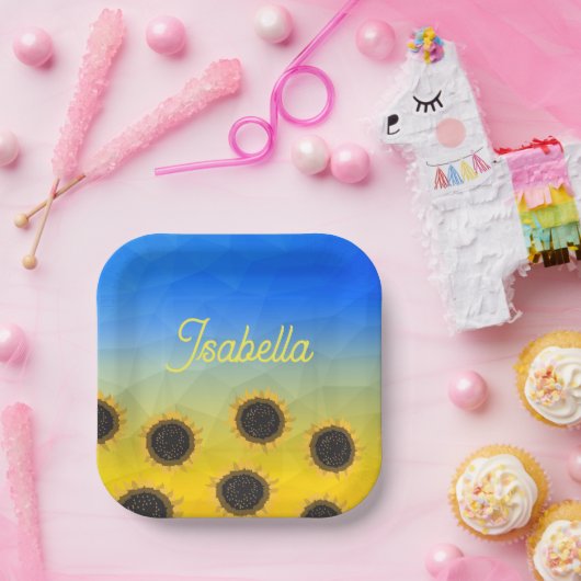 Ukraine Geometrie Maschenmuster Blume Ihr Name Pappteller (Party)