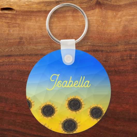 Ukraine Geometrie Maschenmuster Blume Ihr Name Schlüsselanhänger (Vorderseite)