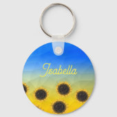 Ukraine Geometrie Maschenmuster Blume Ihr Name Schlüsselanhänger (Rückseite)