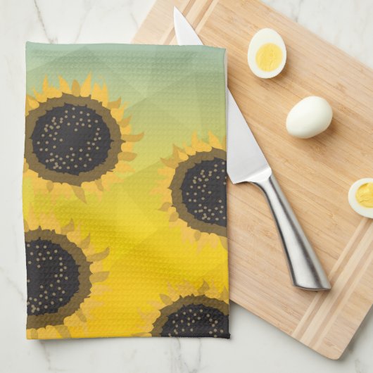 Ukraine Geometrie Mesh Sonnenblumen Individuelle N Geschirrtuch (Viertel Falte)