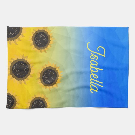 Ukraine Geometrie Mesh Sonnenblumen Individuelle N Geschirrtuch (Horizontal)