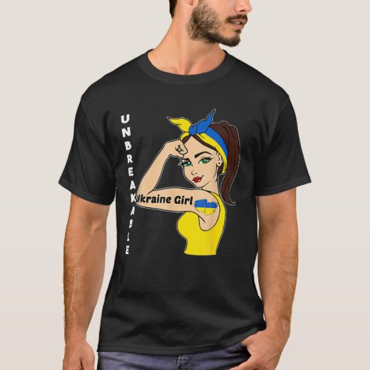 Ukraine Girl unzerbrechliche ukrainische Flagge st T-Shirt (Vorderseite)