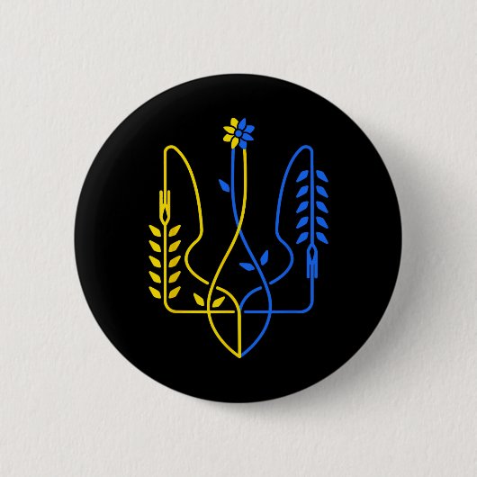 Ukraine Golden Trident Symbol Ukrainische Flagge M Button (Vorderseite)