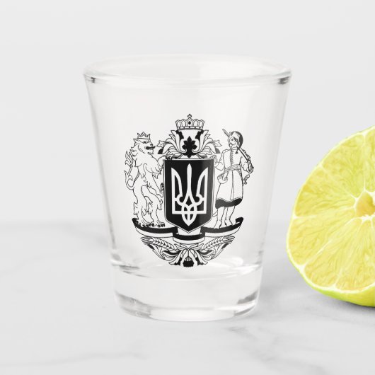 Ukraine Größeres Wappen Schnapsglas (Vorderseite)