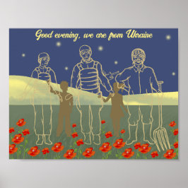 Ukraine Gute Abende Menschen gelb und blau Poster