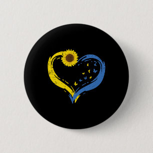 Ukraine Herz Sonnenblume Schmetterling Ukrainische Button