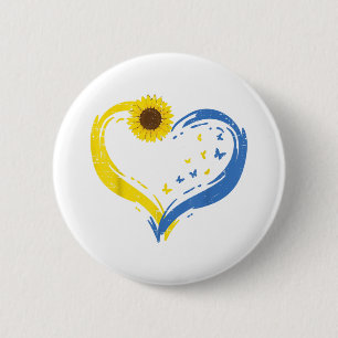 Ukraine Herz Sonnenblume Schmetterling Ukrainische Button